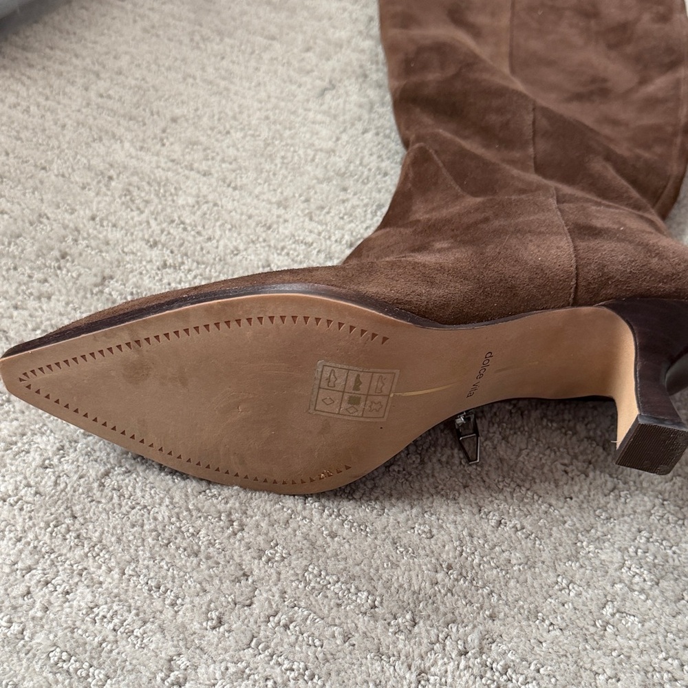 Dolce Vita Annika- Dark Brown Heeled Boots-wide calf - Picture 4 of 6